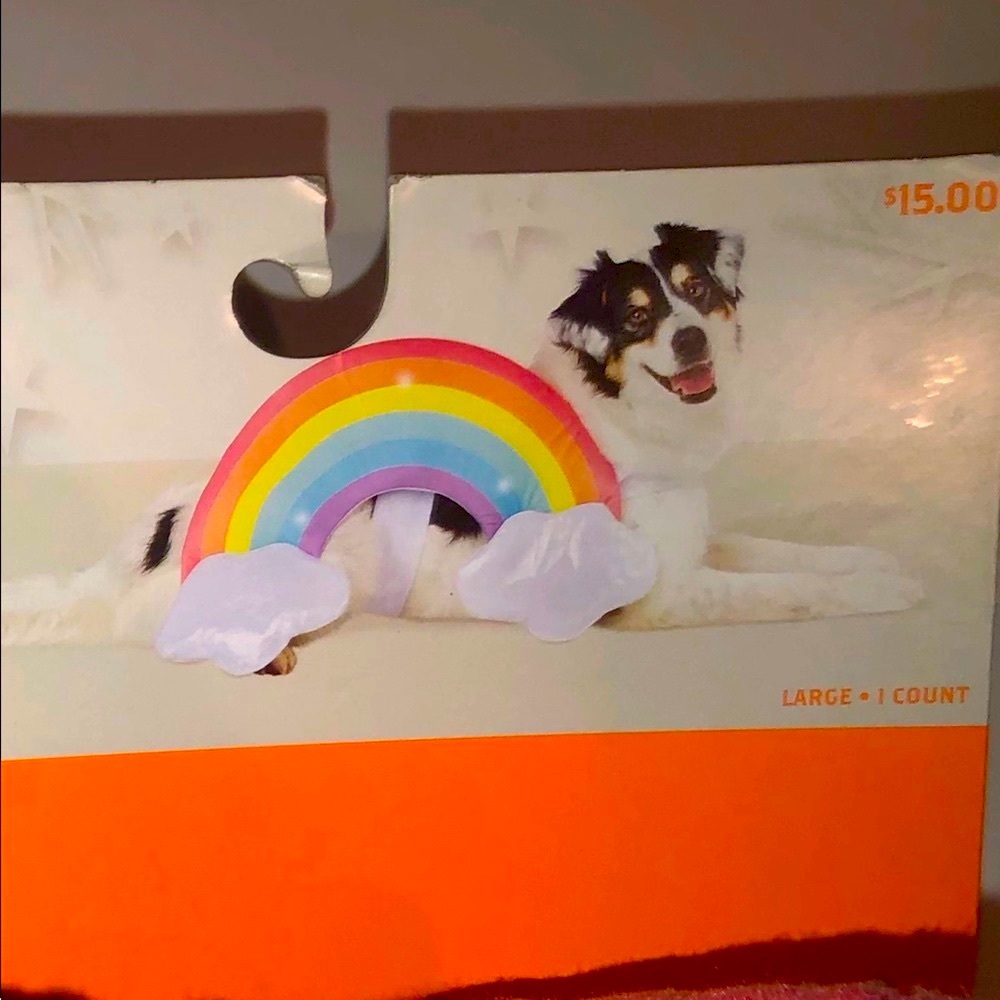 🔥5/$30 NWT large dog rainbow and clouds costume🐕